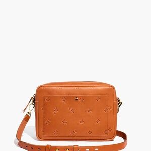 Madewell Floral Embossed Leather Crossbody Bag - Tan